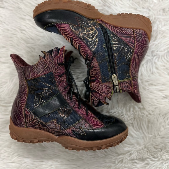 L'Artiste Spring Step Ileana Boots Ankle Floral Zip Women’s SZ 5.5 /36 Leather - Picture 7 of 16